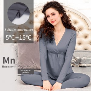 OEM Manufacturer  Maternity Underwear Elastic  - Winter Women’s Thin Thermal Underwear Set For Breastfeeding BLK0042   – Beilaikang