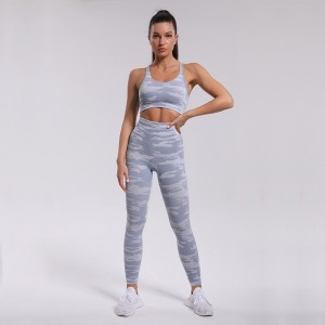 Hot New Products  Yoga Wear Dropshipping  - Seamless Knitted Camo Sports Yoga Sets For Women BLK0052 – Beilaikang
