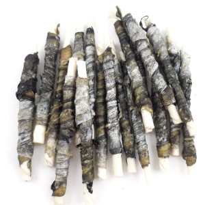 LSF-08  Rawhide Stick Twined by Fish Skin Dog Snacks Factory