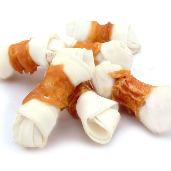 Factory directly Dog Dental Chews Price - LSC-50 (1)White Rawhide Knot Twined by Chicken – Luscious