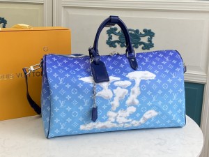 LV Blue Sky White Cloud Travel Bag Keepall Bandouli ère 50 Travel Bag