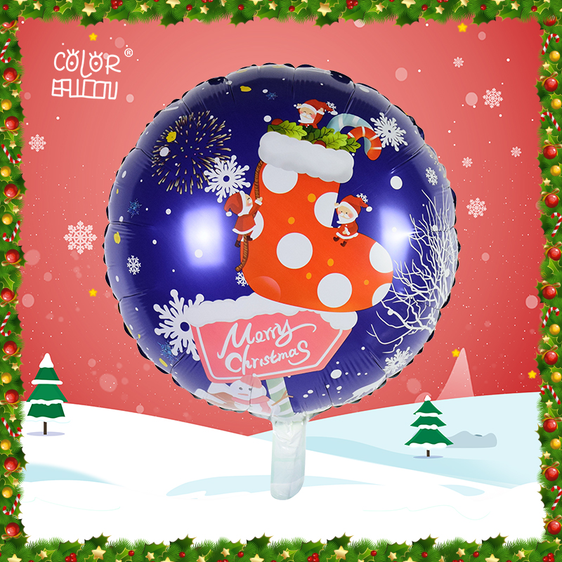 YY-F0846 18” Round shape Popular Christmas Stockings foil balloon