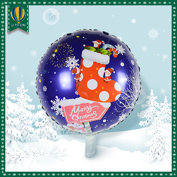 Factory wholesale Football Balloons - 18” Round shape Popular Christmas Stockings foil balloon –  Lvyuan