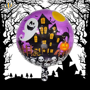 Chinese wholesale Cocktail Party Decorations - 18″ Round Halloween Ghost House Decoration foil balloon –  Lvyuan