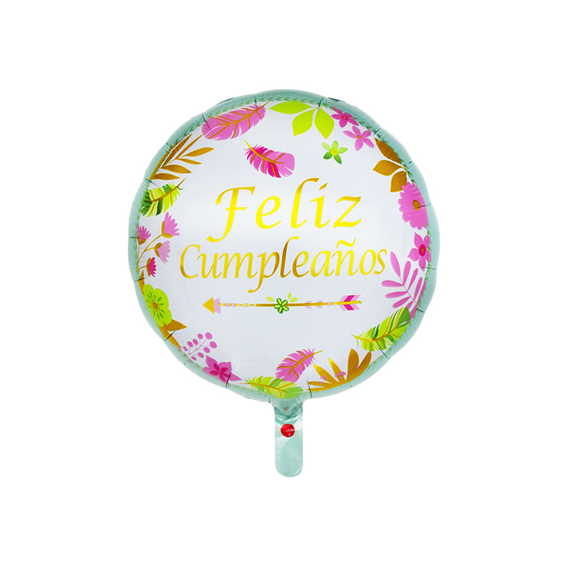 Well-designed Balloon Table Decorations - 18″ Round Shape Feliz Cumpleaños Flower Foil Balloon –  Lvyuan