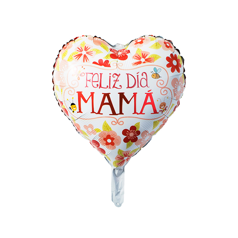 Factory selling Helium Cylinders - 18″ Heart shape Feliz dia Mama Red Flower and cute Bee –  Lvyuan