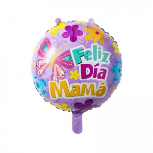 China New Product Mylar Balloons Custom - 18″ Round shape Mother’s day Purple butterfly Feliz dia Mama –  Lvyuan