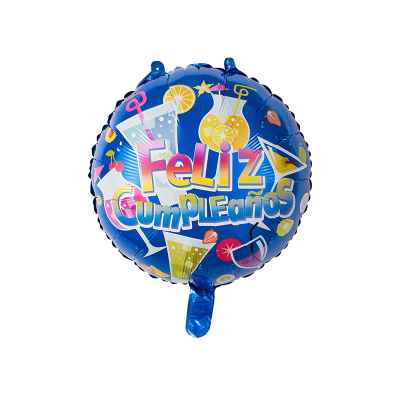 Manufactur standard Mothers Day Balloons - 18″ Round Shape Feliz Cumpleaños With Beverages Foil Balloon  –  Lvyuan