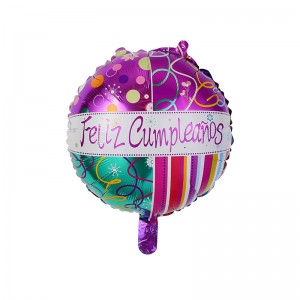 China Manufacturer for Large Foil Balloons - 18″ Round Shape Feliz Cumpleaños With Ribbon Foil Balloon –  Lvyuan