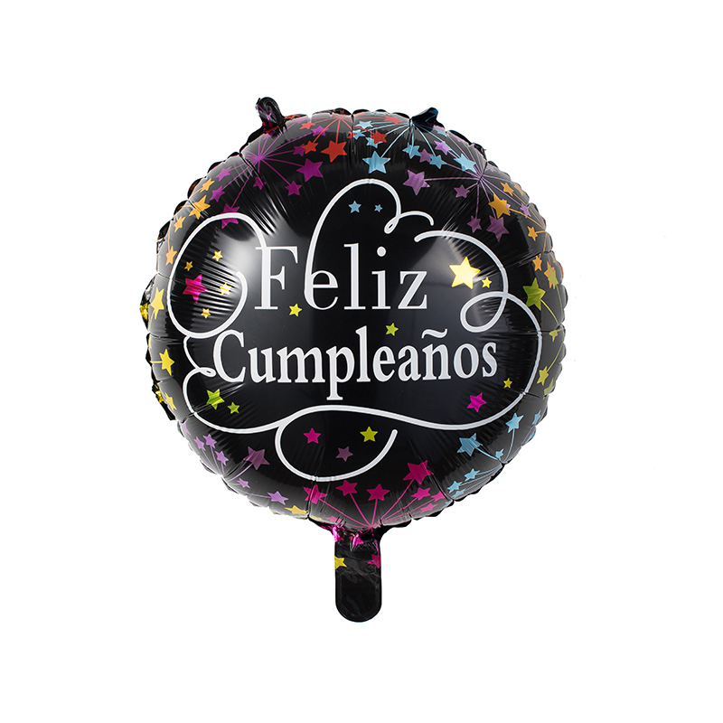 Manufactur standard Dinosaur Balloon - 18″ Round Shape Feliz Cumpleaños Black Foil Balloon  –  Lvyuan