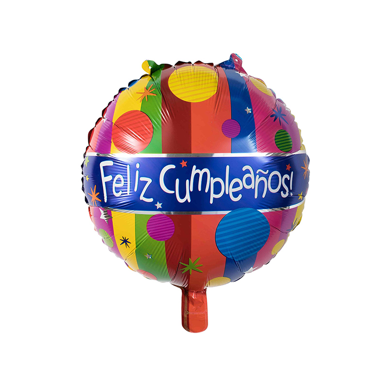 Trending Products Advertising Balloon - 18″ Round Shape Feliz Cumpleaños Straight Ribbons Foil Balloon –  Lvyuan