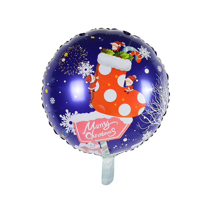 Manufacturer of Button Balloon - 18” Round shape Popular Christmas Stockings foil balloon –  Lvyuan