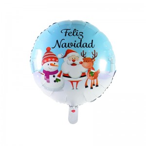 Factory source Animal Balloon - 18″ Round shape Spanish Feliz Navidad Christmas Snow foil balloon –  Lvyuan