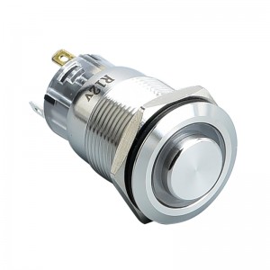 19 mm kovový vodotesný 5-kolíkový tlačidlový vypínač LED Ring/napájanie/kupoly