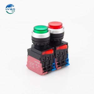 22mm Latching Momentary Plastic Push Button Switch red light High head 24volt