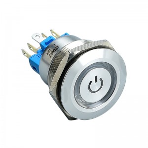 25mm Metal push button switch Ring/Power/Single point Led Light waterproof 6 Pin