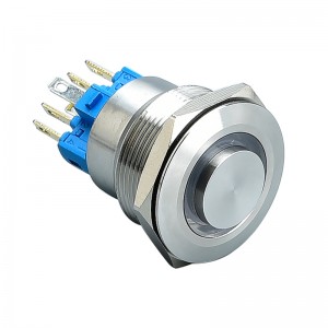 25 mm Kovový tlačidlový spínač Prsteň/Napájanie/Jednobodové LED svetlo vodotesné 6 pinov