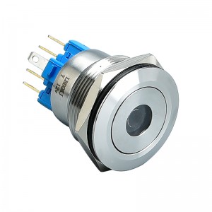 កុងតាក់ប៊ូតុងរុញដែក 25mm Ring/Power/Single point Led Light មិនជ្រាបទឹក 6 Pin