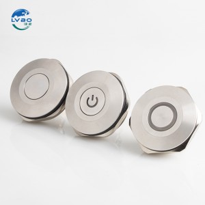 Interrupteur à bouton-poussoir en métal, 30-40mm, matériau anodisé, type de réinitialisation Jog