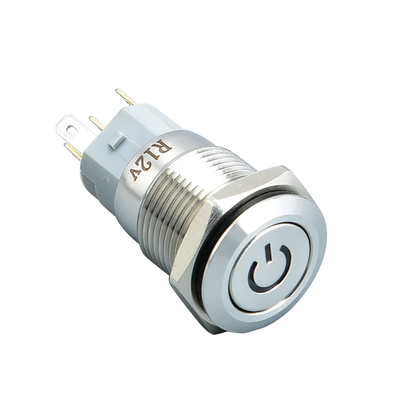 16mm Metal Flat/High head waterproof Momentary/Latching push button switch with led light