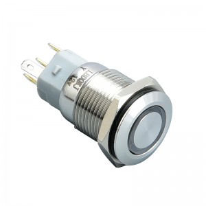 16 mm metāla plakans/augstas galvas ūdensnecaurlaidīgs Momentary/Filming pogas slēdzis ar LED gaismu