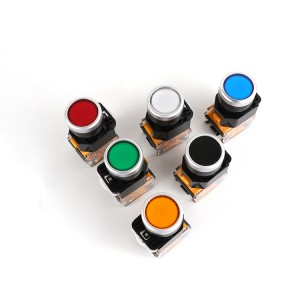 Botones pulsadores de 22mm, controlador de plástico momentáneo, luz de reinicio, interruptor LA38 de 10a 24v