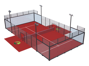 Complete set of Padel Tennis Court Paddle Tennis with Galvanized Steel Structure, Tempered Glass, Artificial Grass & LED light