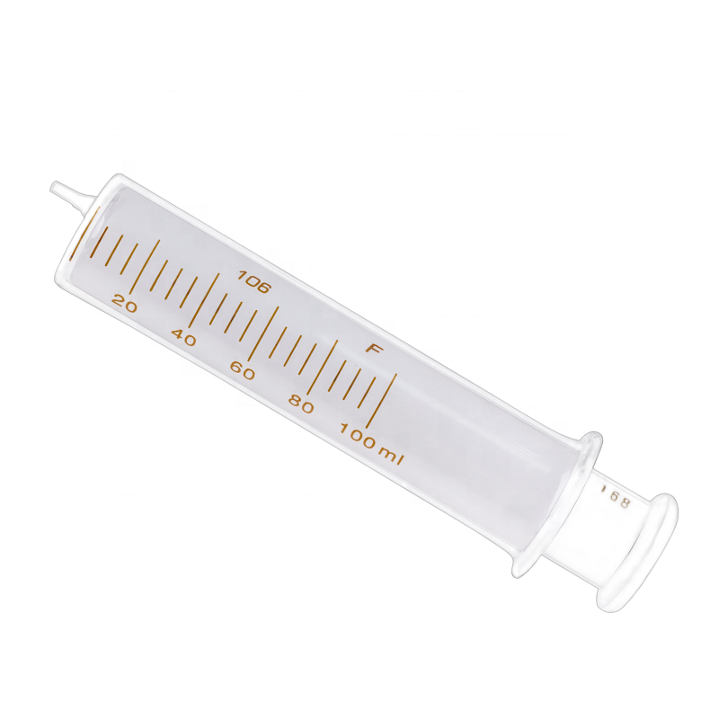 High Quality Glass Flask - 100ml transparent glass glycerine syringe for lab – Lianying
