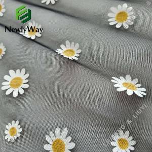 100%nylon gold flower foil printed tulle mesh lace fabric for garments