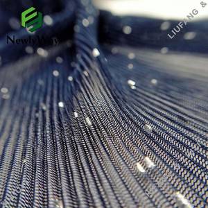 100%polyester pleated and printed foil tulle mesh lace fabric for dress