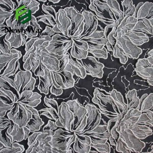 Made In China Durable Mesh Embroidery Fabric Polyester Tulle Texture Embroidered Lace Fabric Party Dress