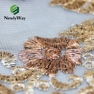 Metallic Yarn Tulle Lace Embroidery Mesh Lace Fabric