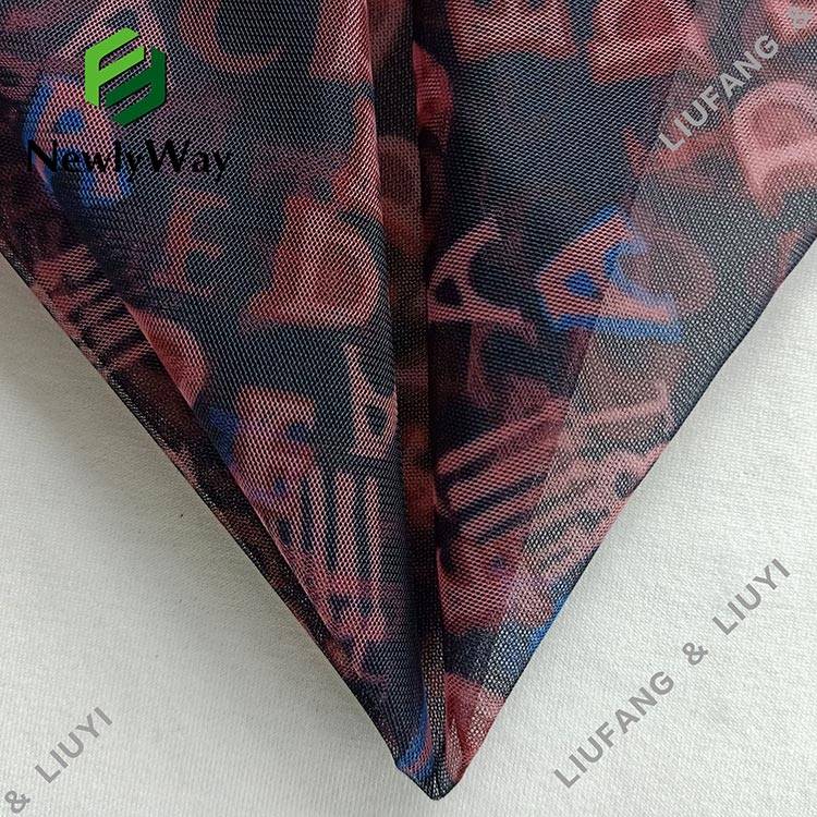 China Manufacturer for Colorful Spandex – Alphabet patterned printed tulle polyester mesh lace fabric for skirts – Liuyi
