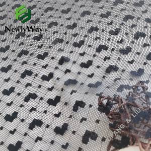 China OEM Lightweight Mesh Fabric - Black stretch heart-shaped mesh spandex nylon knit jacquard fabric for undergarment – Liuyi