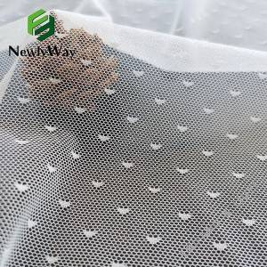 Black warp knitted small heart-shaped lace tulle mesh fabric for dresses