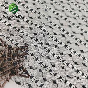 Black wave Stars nylon spandex knit mesh stretch fabric for garment trims