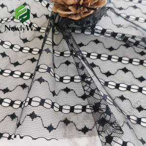 Professional China Polka Dot Tulle - Black wave Stars nylon spandex knit mesh stretch fabric for garment trims – Liuyi