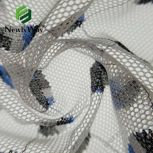 2021 China New Design Gold Tulle - Black white blue dyed yarn warp knitted tulle mesh fabric for fashion dresses – Liuyi