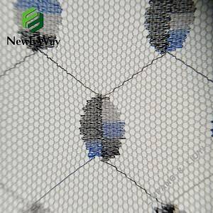 Black white blue dyed yarn warp knitted tulle mesh fabric for fashion dresses