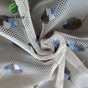 Black white blue dyed yarn warp knitted tulle mesh fabric for fashion dresses