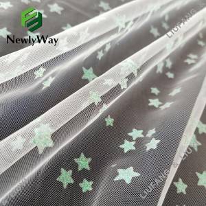 Blue Star Glitter White Tulle Nylon Mesh Lace Fabric for Dress