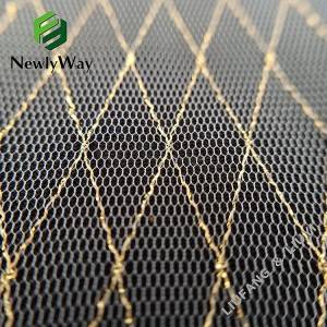 Bright nylon gold mesh netting tulle lace trim fabric for dress’s hem