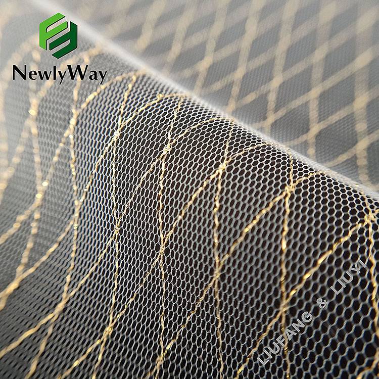 China Bright nylon gold mesh netting tulle lace trim fabric for