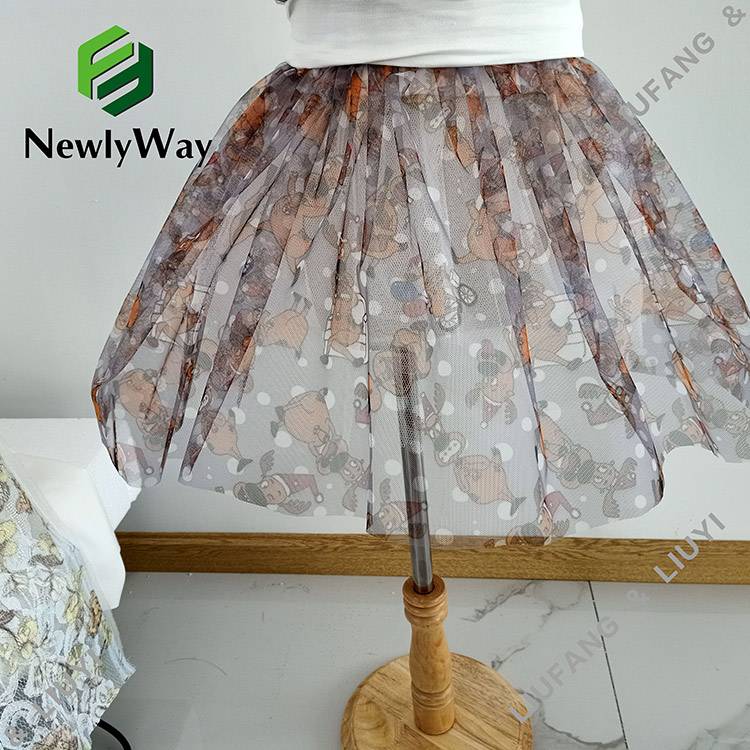 Renewable Design for Coloured Tulle - Christmas Moose Digital Printed  Polyester Tulle Mesh Lace Fabric for dress – Liuyi