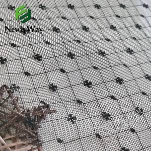 China wholesale Tulle Mesh - Connecting small flowers design black nylon spandex stretch mesh knit fabric for underwear – Liuyi
