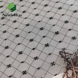 Connecting small flowers design black nylon spandex stretch mesh knit fabric for underwear