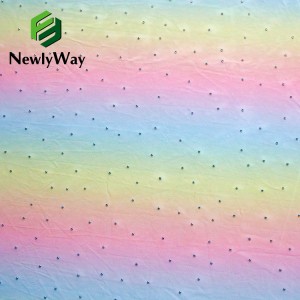 2021 Hot Sale Wholesale 100% Polyester Gradient Rainbow Shining Colorful Printed Tulle Fabric For Wedding Bridal Dress