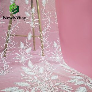 High Quality Elegant white Color Polyester Tulle Mesh Fabrics With Glitter for Dress