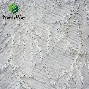 New Arrival 100% Polyester Slivery Colorful 3D Sequin Glitter Lace Embroidered Sparkle Tulle Fabric For Elegent Wedding Dresses