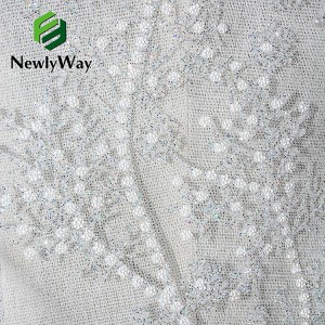 Wholesales White Bridal Sequins Beaded Wedding Net Tulle Lace Fabric For Clothing